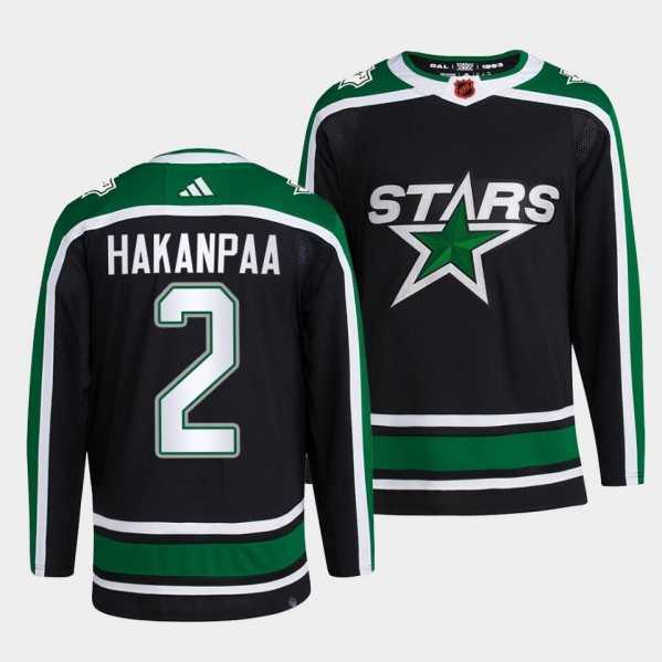 Men%27s Dallas Stars #2 Jani Hakanpaa 2022 Balck Reverse Retro 2.0 Stitched Jersey